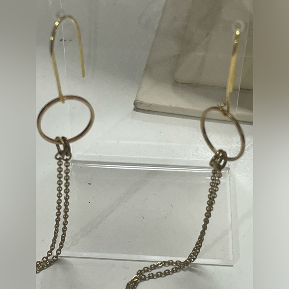 Gold tone circle drop multi chain dangle ear-wires DESIGNED BY LAWANNA MOLSBEE - Picture 4 of 6